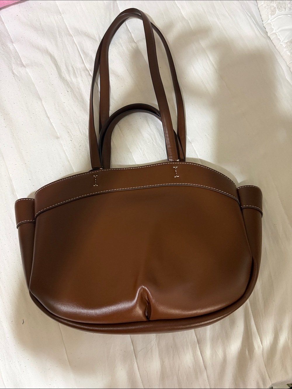 Zara Brown Double-Handle Tote Bag